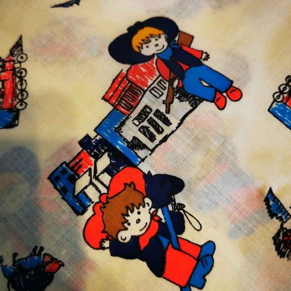 Vintage Unused Cotton Cowboy Fabric ~ 4 Metres - Picture 4 of 14